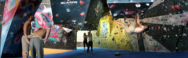 Multiple climbing walls at the centre