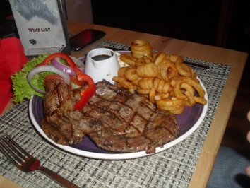 Steak dinner from the menu