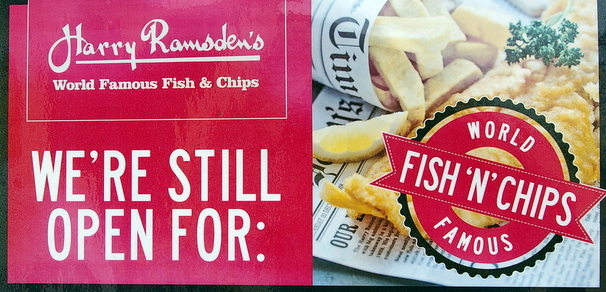 Harry Ramsden's sign of the world famous fish and chips