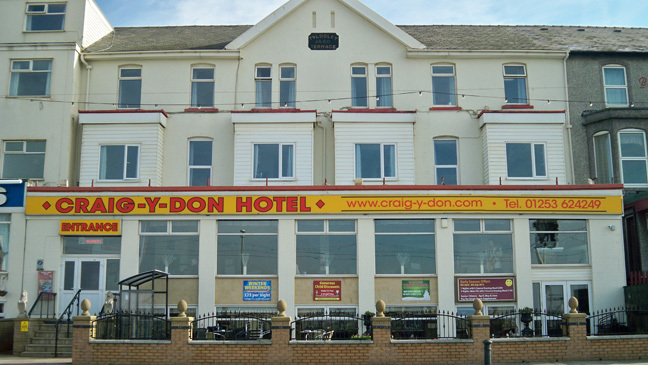 The entrance of the Craig-Y-Don hotel in Blackpool