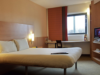 One of the bedrooms at the Ibis hotel